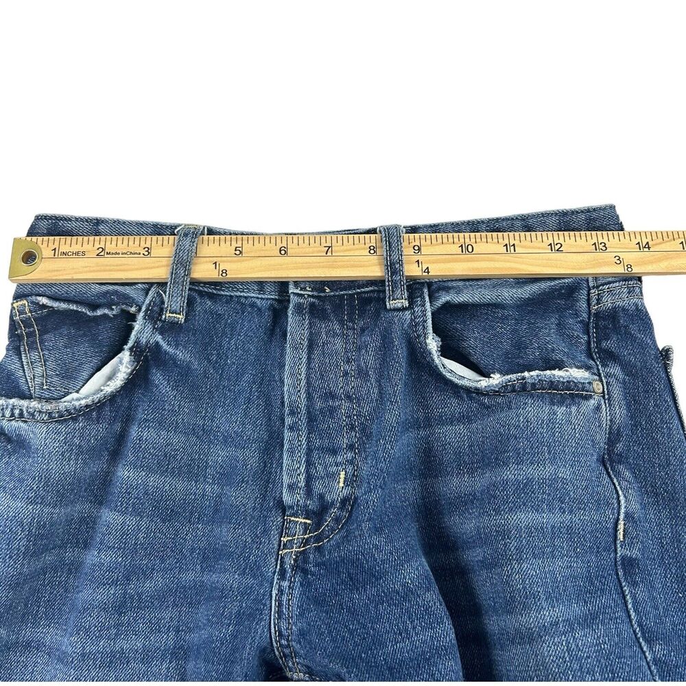 Zara TRF Trafaluc Authentic Denim Button Fly Jeans Dark Wash Sz 4 Straight Leg - Picture 9 of 13